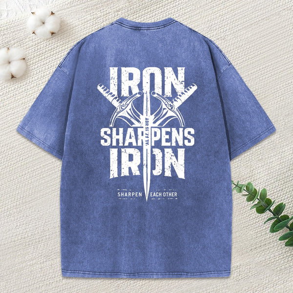 Iron Sharpens Iron Christian Washed T-Shirt