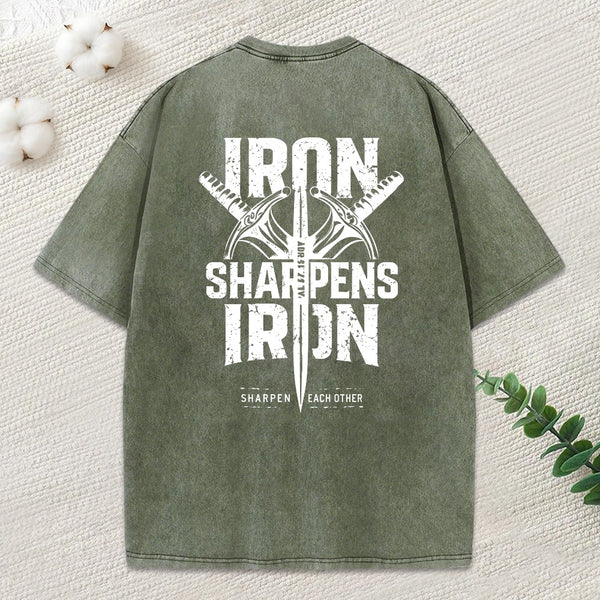 Iron Sharpens Iron Christian Washed T-Shirt