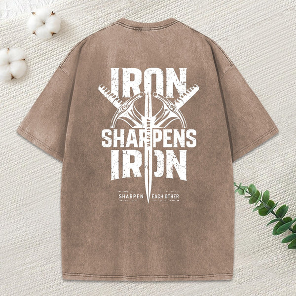 Iron Sharpens Iron Christian Washed T-Shirt