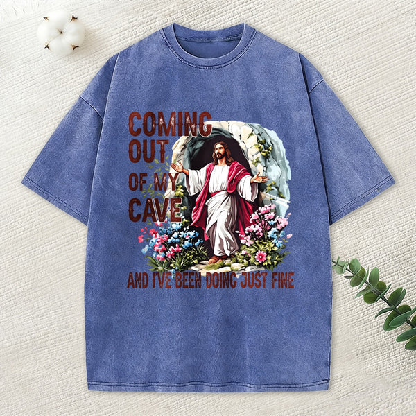 Coming Out Of My Cave Christian Washed T-Shirt
