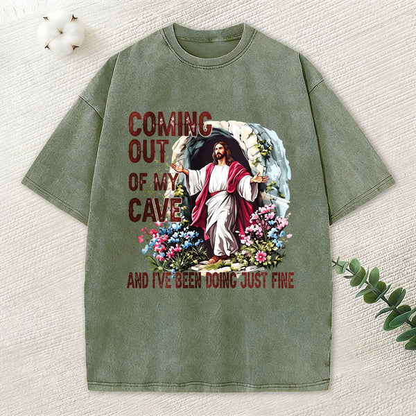 Coming Out Of My Cave Christian Washed T-Shirt