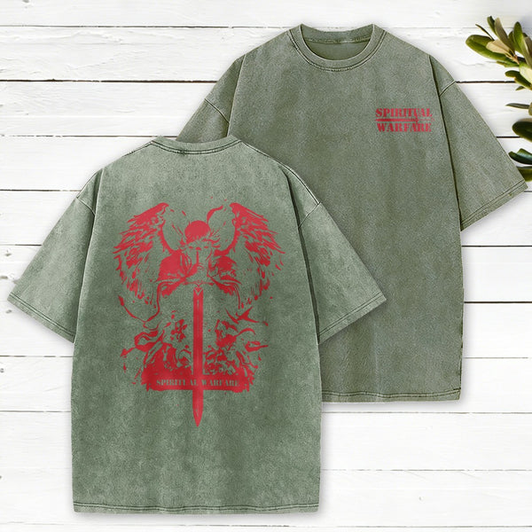 Spiritual Warfare Christian Washed T-Shirt