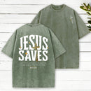 Jesus Saves Chirstian Washed T-Shirt