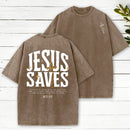 Jesus Saves Chirstian Washed T-Shirt