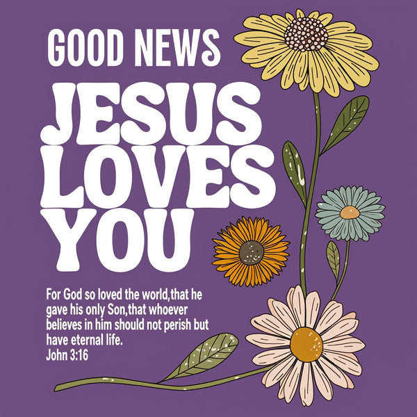 Good News Jesus Loves You Christian Washed T-Shirt