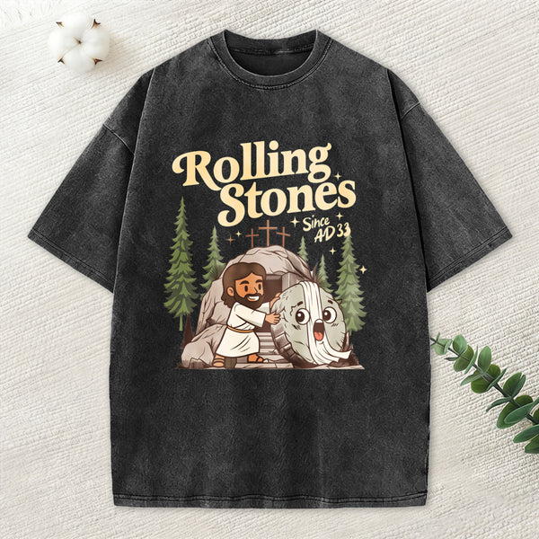 The Stone Was Rolled Away Christian Washed T-Shirt
