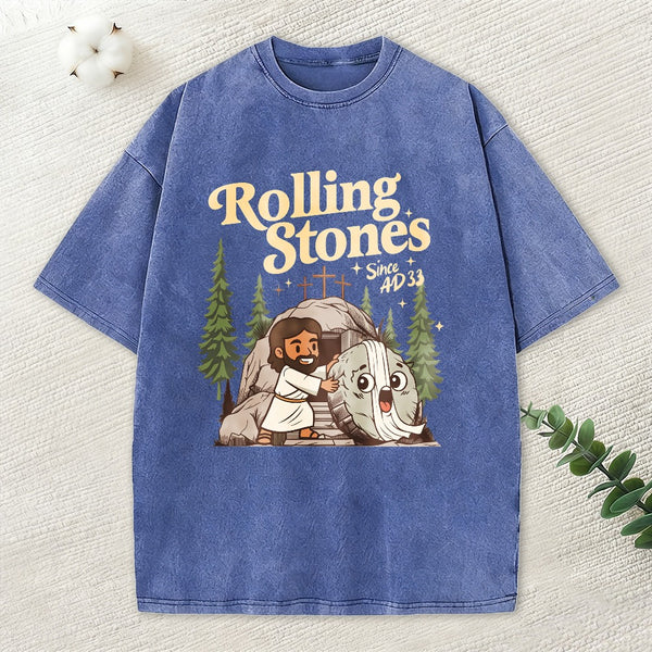 The Stone Was Rolled Away Christian Washed T-Shirt
