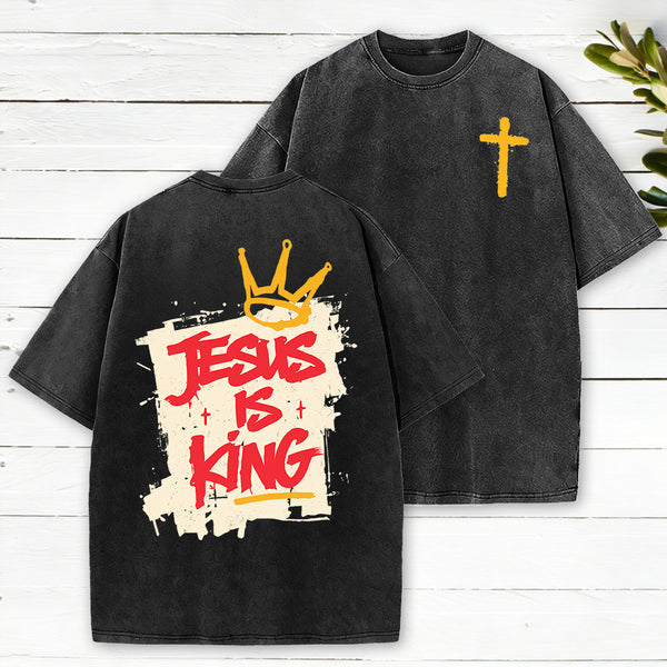 Jesus Is King Christian Washed T-Shirt