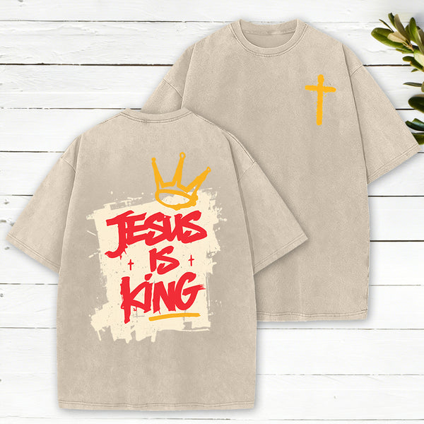 Jesus Is King Christian Washed T-Shirt