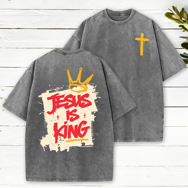 Jesus Is King Christian Washed T-Shirt