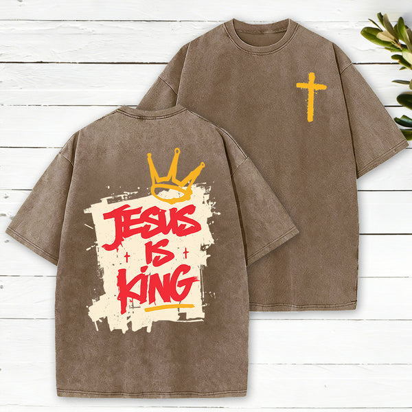 Jesus Is King Christian Washed T-Shirt