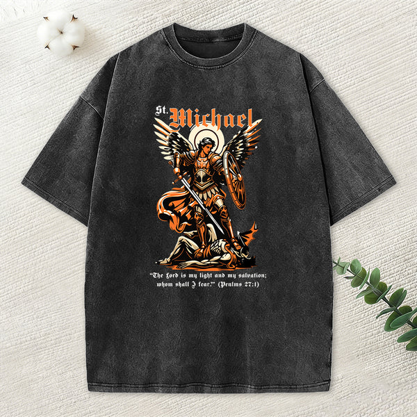Saint Michael Archangel Christian Washed T-Shirt