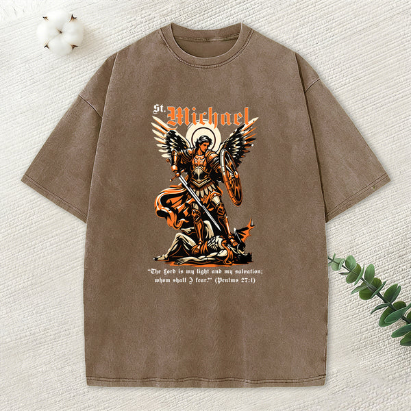 Saint Michael Archangel Christian Washed T-Shirt