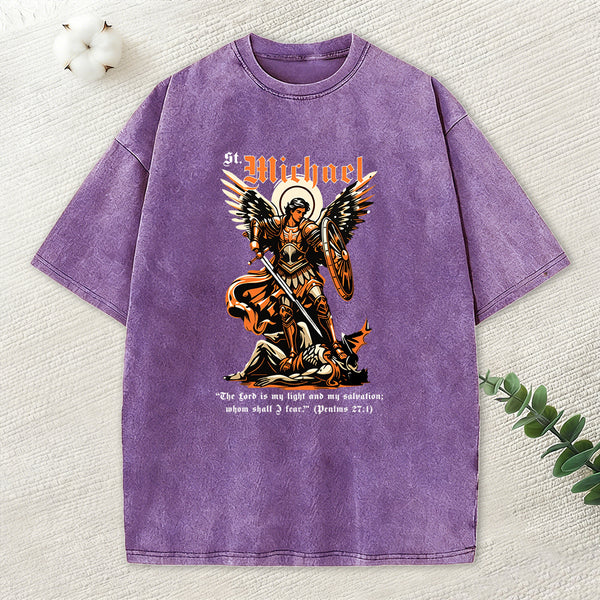 Saint Michael Archangel Christian Washed T-Shirt