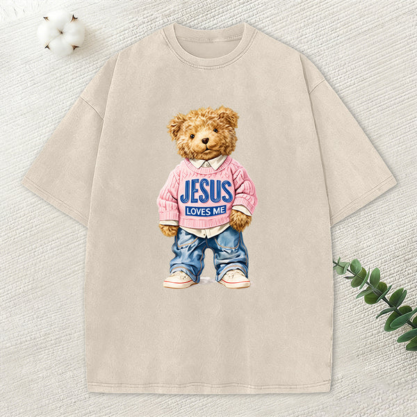 Jesus Loves Me Christian Washed T-Shirt