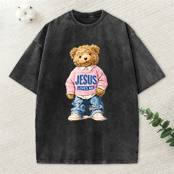 Jesus Loves Me Christian Washed T-Shirt