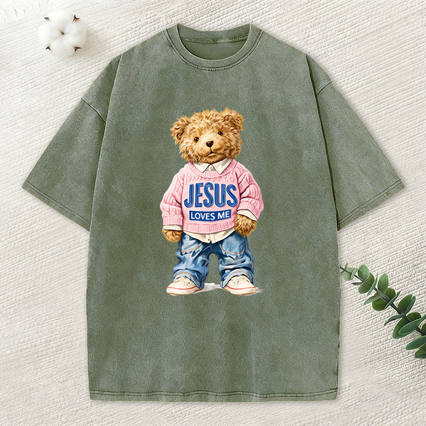 Jesus Loves Me Christian Washed T-Shirt