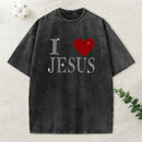 I Love Jesus Rhinestone Washed T-Shirt