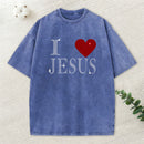 I Love Jesus Rhinestone Washed T-Shirt