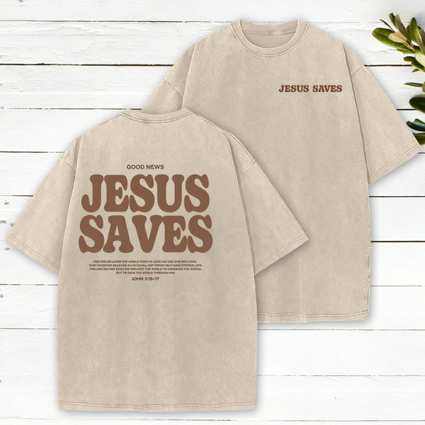 Jesus Saves Christian Washed T-Shirt