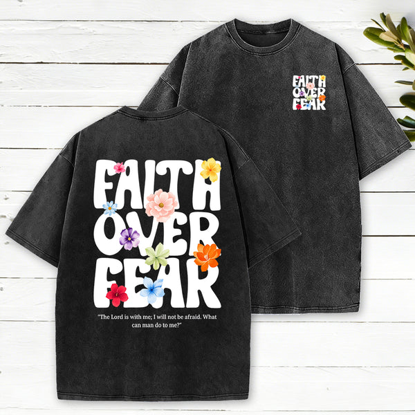 Faith Over Fear Christian Washed T-Shirt