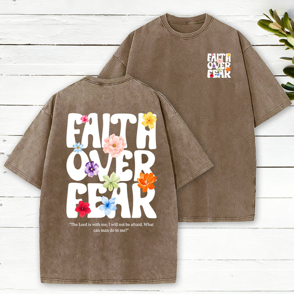 Faith Over Fear Christian Washed T-Shirt