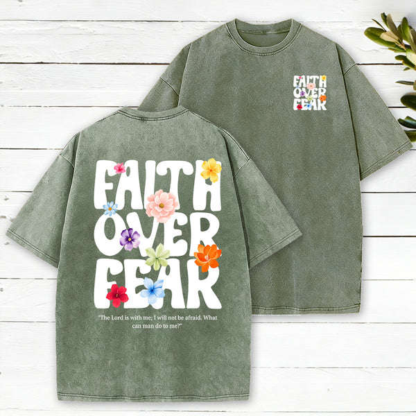 Faith Over Fear Christian Washed T-Shirt