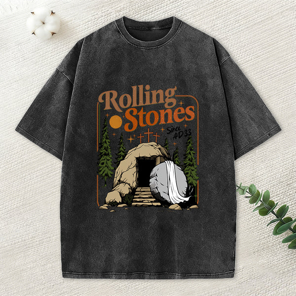 The Stone Was Rolled Away Christian Washed T-Shirt