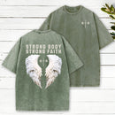 Strong Body Strong Faith Christian Washed T-Shirt