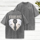 Strong Body Strong Faith Christian Washed T-Shirt
