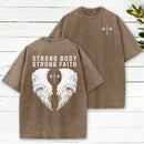 Strong Body Strong Faith Christian Washed T-Shirt