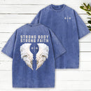 Strong Body Strong Faith Christian Washed T-Shirt