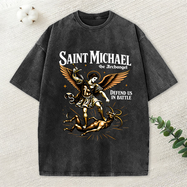 Saint Michael Christian Washed T-Shirt