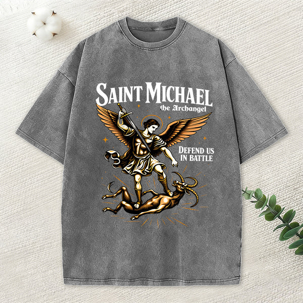 Saint Michael Christian Washed T-Shirt
