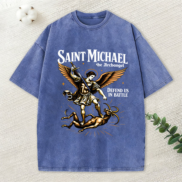 Saint Michael Christian Washed T-Shirt