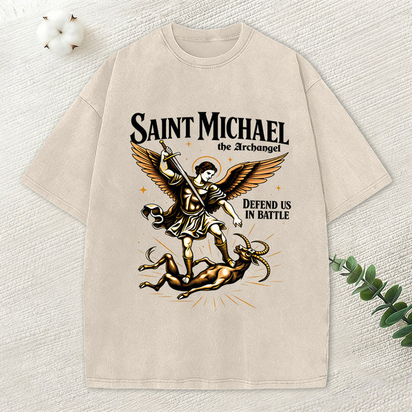 Saint Michael Christian Washed T-Shirt