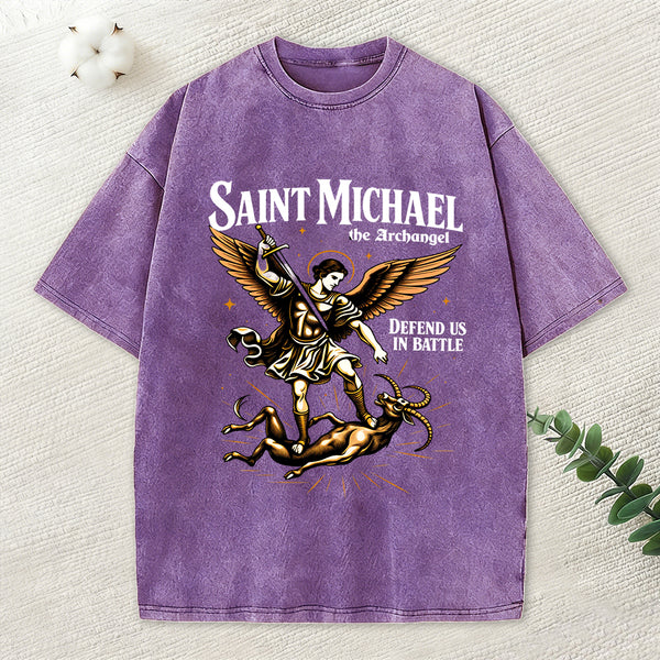Saint Michael Christian Washed T-Shirt