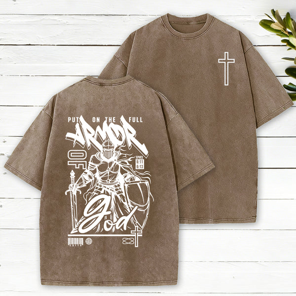 Armor Of God Christian Washed T-Shirt