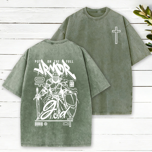 Armor Of God Christian Washed T-Shirt