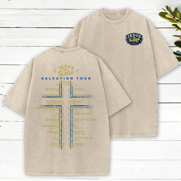 Jesus Salvation Tour Chrsitian Washed T-Shirt