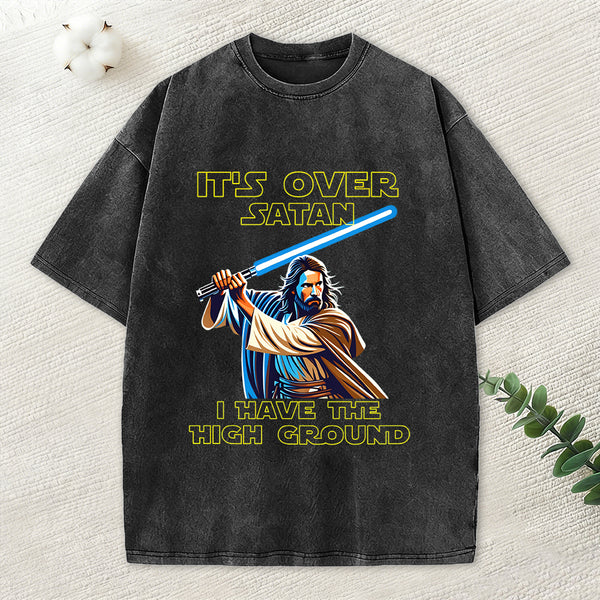 It's Over Satan Chrsitian Washed T-Shirt