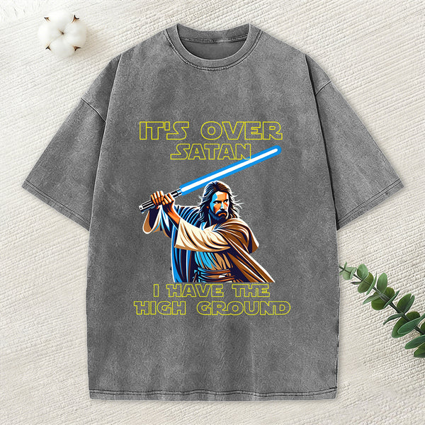 It's Over Satan Chrsitian Washed T-Shirt