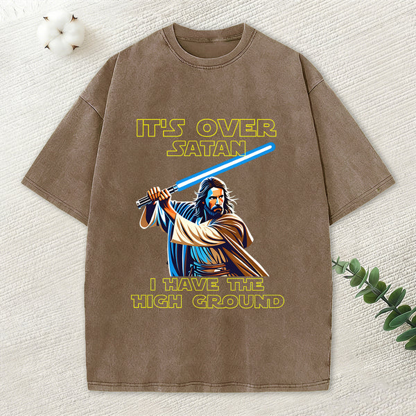 It's Over Satan Chrsitian Washed T-Shirt