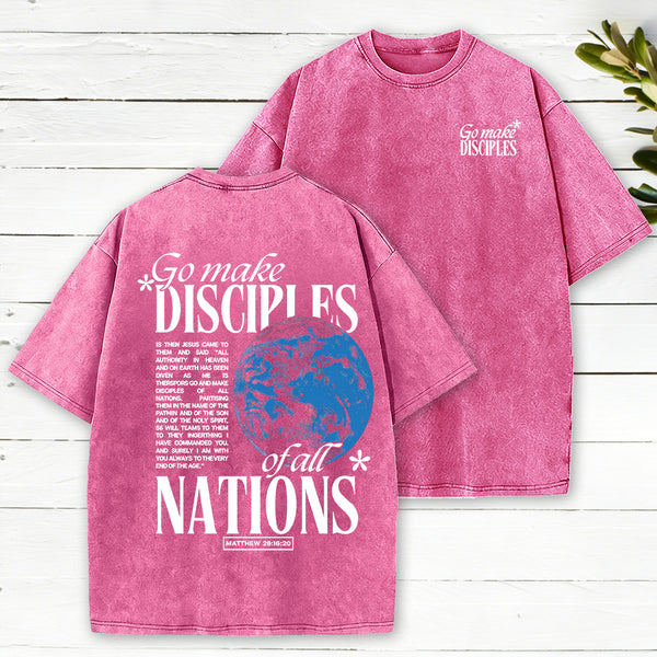 Go Make Disciples Christian Washed T-Shirt
