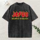 Jesus Highway To Heaven Christian Washed T-Shirt