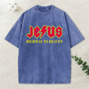 Jesus Highway To Heaven Christian Washed T-Shirt