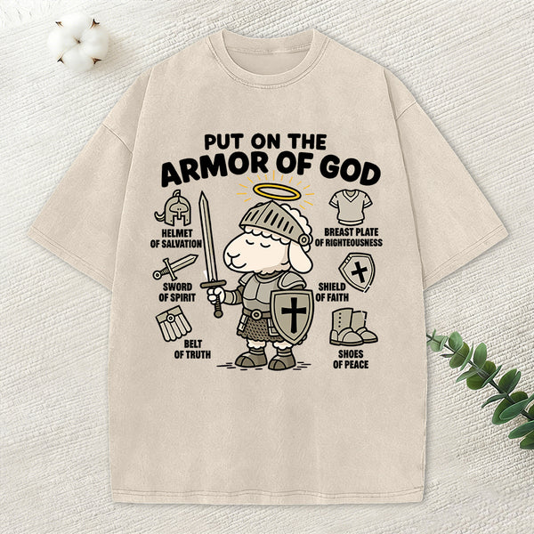 Put On The Armor Of God Christian Washed T-Shirt