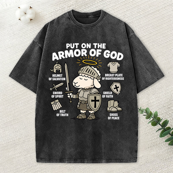 Put On The Armor Of God Christian Washed T-Shirt