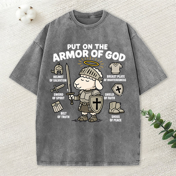 Put On The Armor Of God Christian Washed T-Shirt