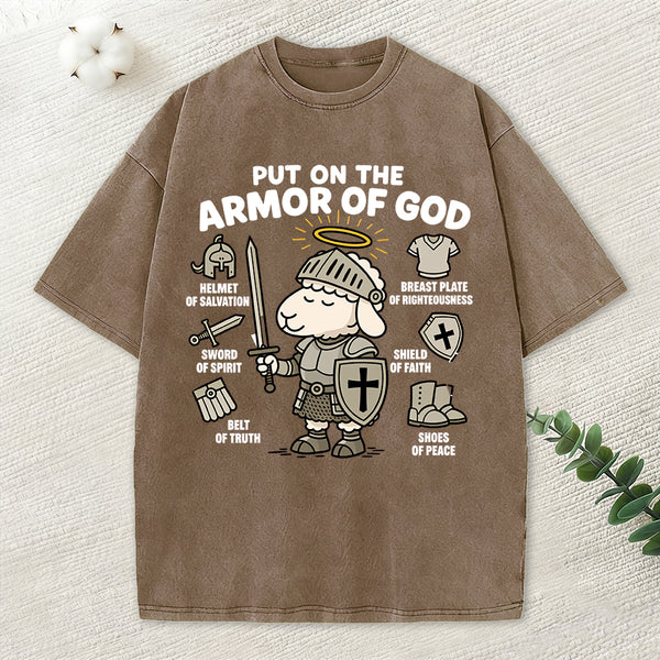 Put On The Armor Of God Christian Washed T-Shirt